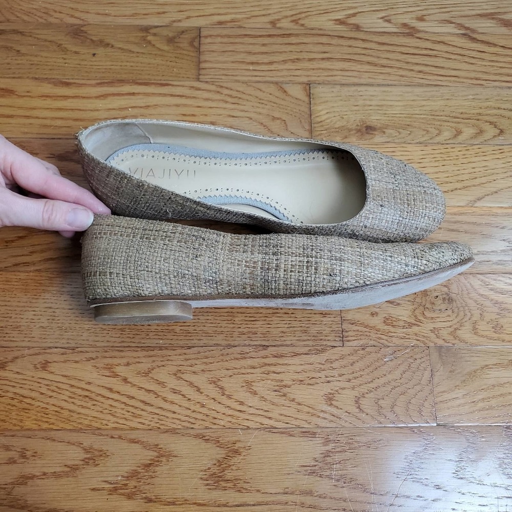 VIAJIYU Unique Custom Made Raffia Ballet Flats Shoes Made in Italy - Picture 3 of 8